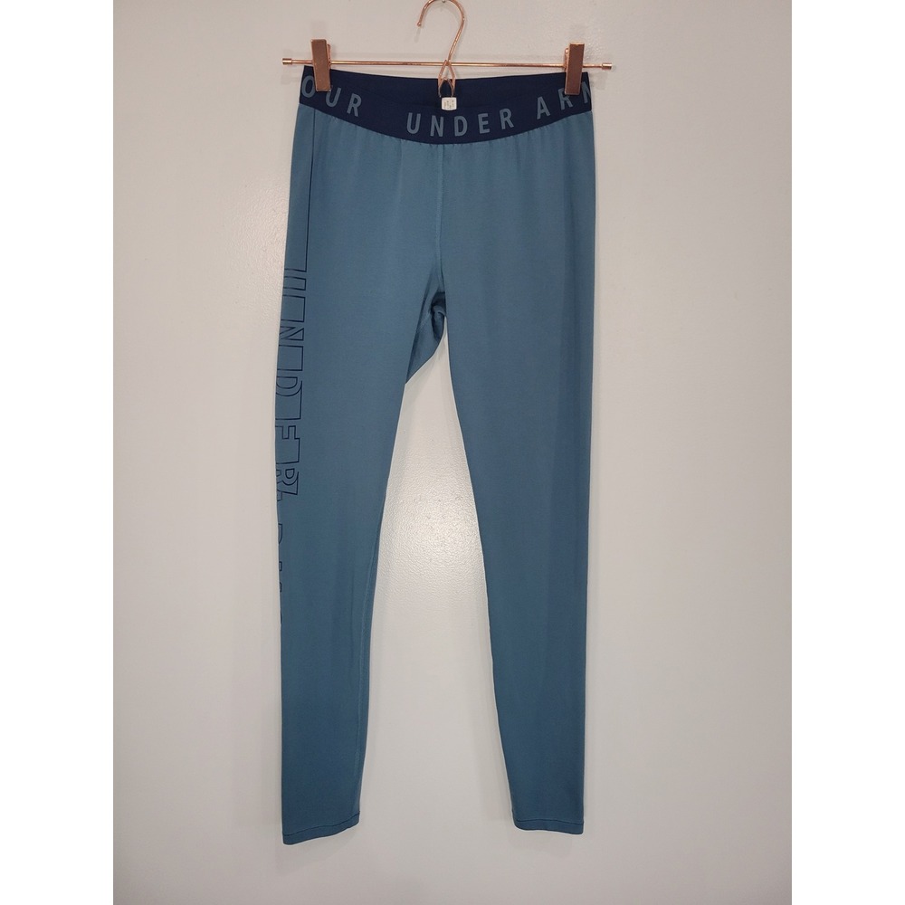 Under‎ Armour Womens Blue Graphic Athletic Leggings Branded Waistband